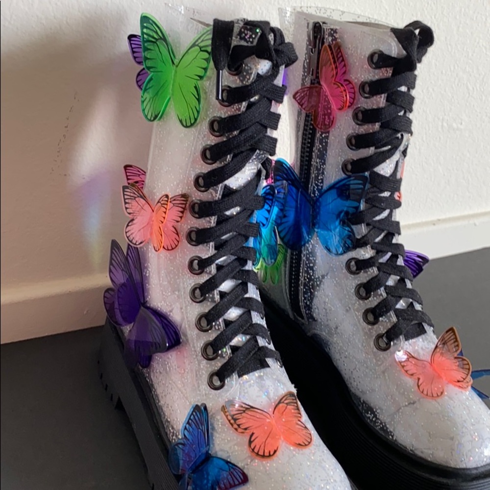 Butterfly Glittery Clear Boots